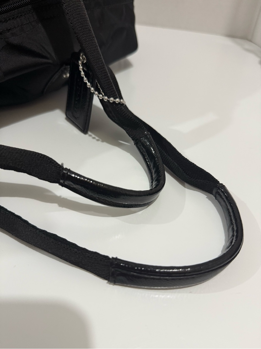 Coach Black Signature Nylon Getaway Duffle Bag Leather Trim F77469 - Picture 13 of 16